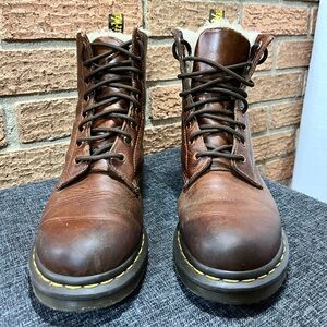 Dr. Martens 1460 Serena faux fur-lined brown leather boots - 8